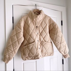Wild Fable Button Front Quilted Jacket in Beige